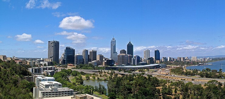 skyline of Perth, Australia. 