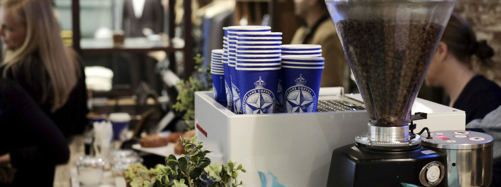 Bluestone Lane coffee equipment set up in Rag and Bone.