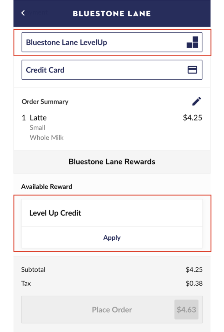 Order Ahead LevelUp Credit