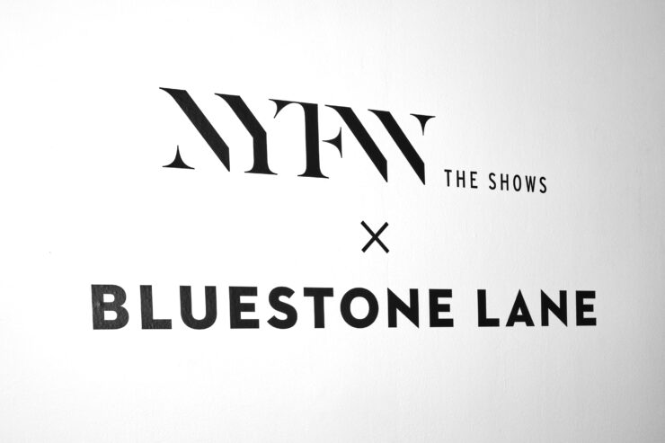 Wall decal with the words NYFW The Shows x Bluestone Lane