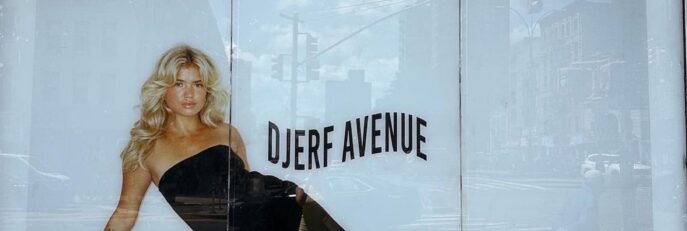 A streetscape shot of a Djerf Ave window display