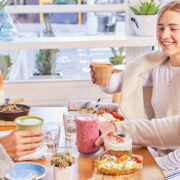 4 people enjoying a cafe meal