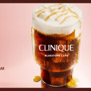Banner promoting the Bluestone Lane x Clinique Black Honey collaboration and the limited-edition Black Honey Cold Brew, available for a limited time at Montauk and West Hollywood cafés.